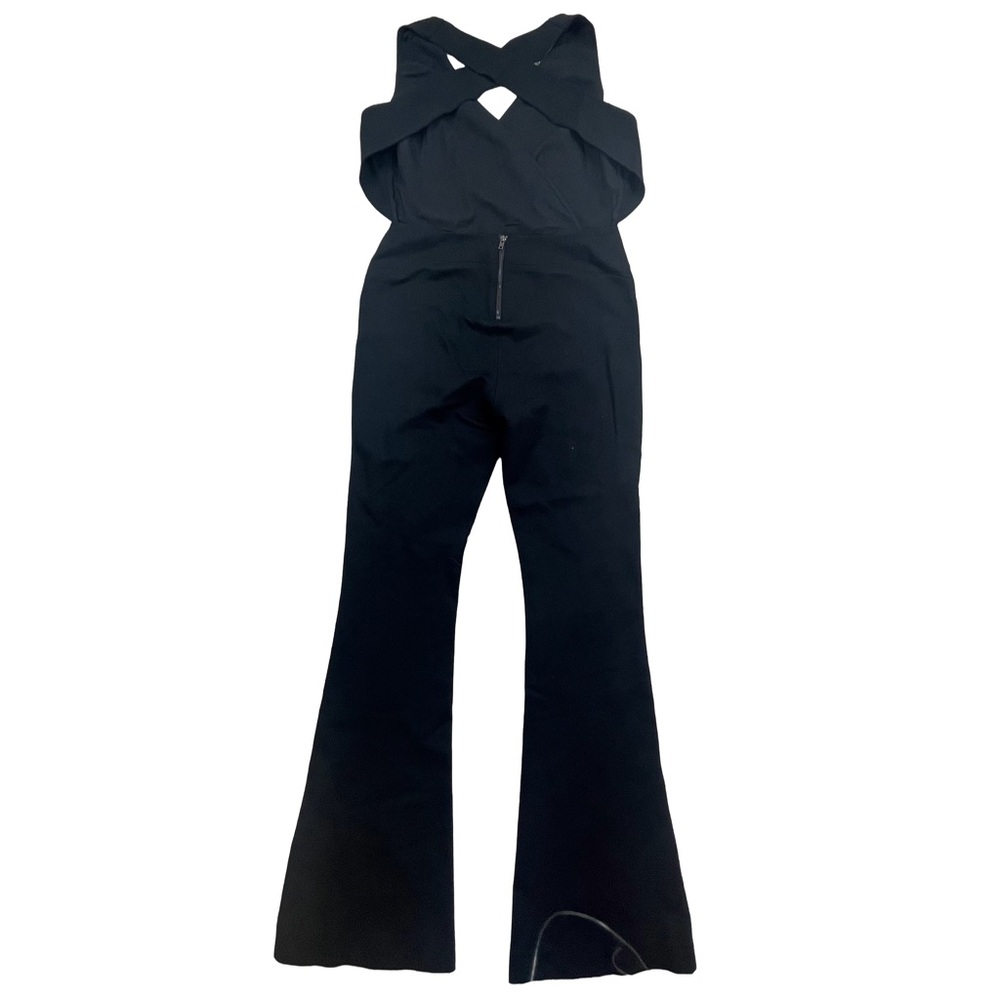 L’Agence Black Halter Crossback Flare-Leg Jumpsuit Size 4 - Picture 2 of 3